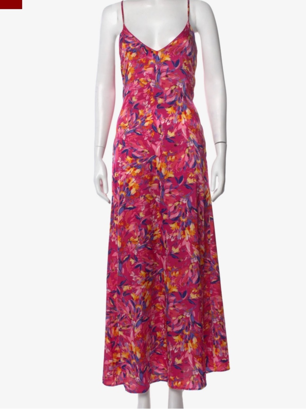 Nicole Miller Fuchsia Floral Slip Maxi Dress